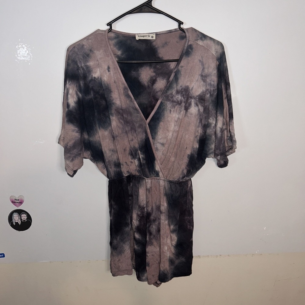 Ginger G Blue & Pink‎ Tie Dye Boho Romper Size Medium
